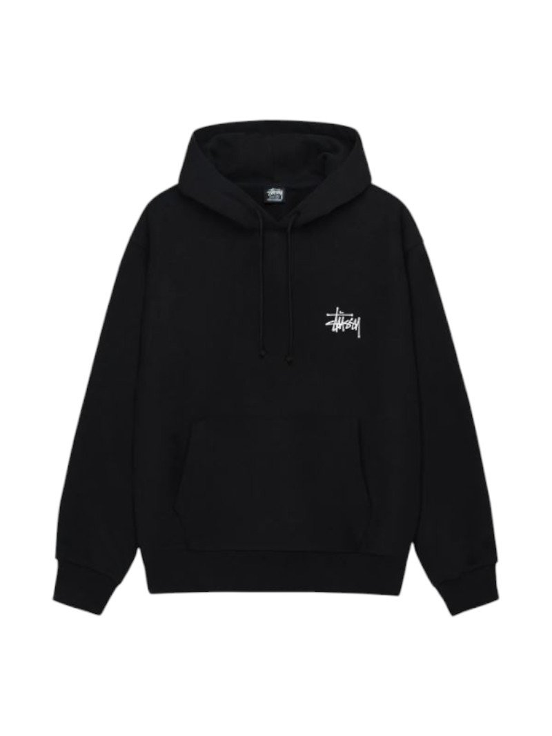 stussy basic hoodie black front