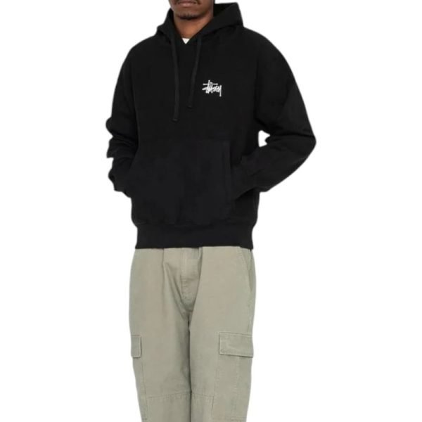 Stussy basic hoodie on model black