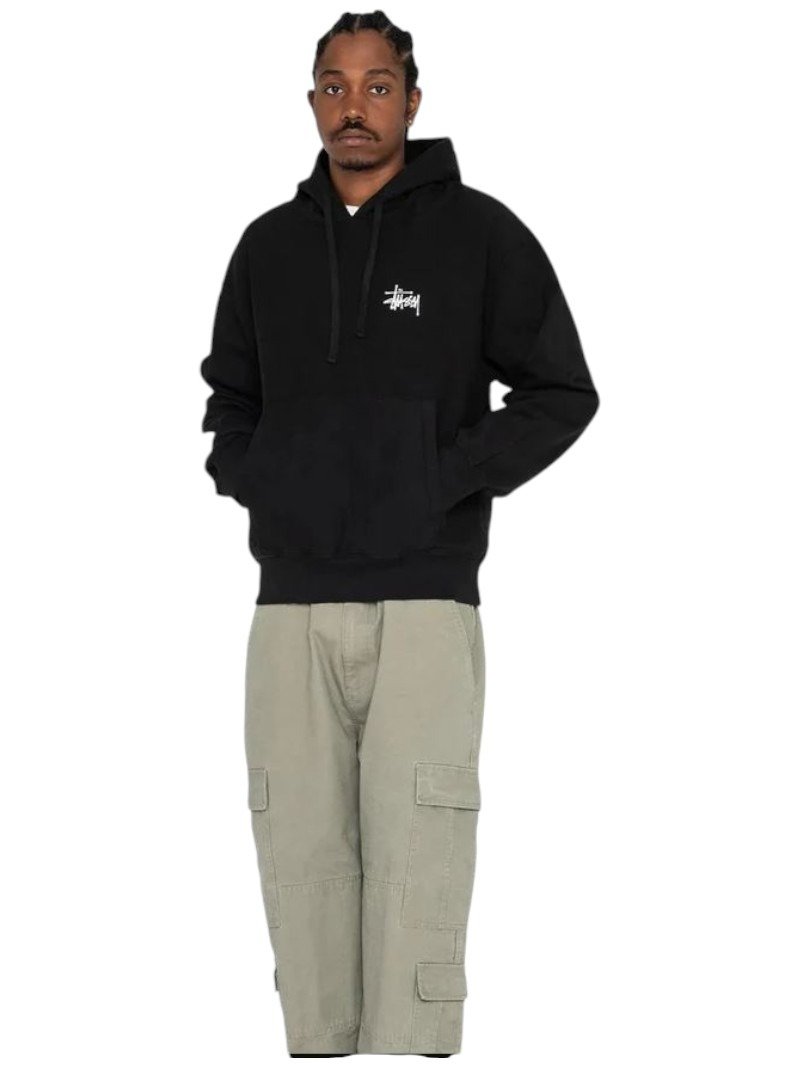 Stussy basic hoodie on model black