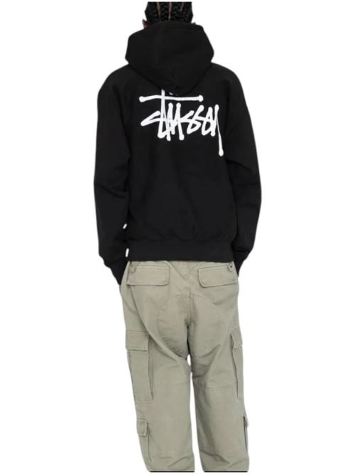 stussy basic hoodie on model