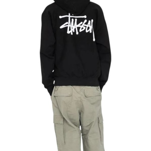 stussy basic hoodie on model