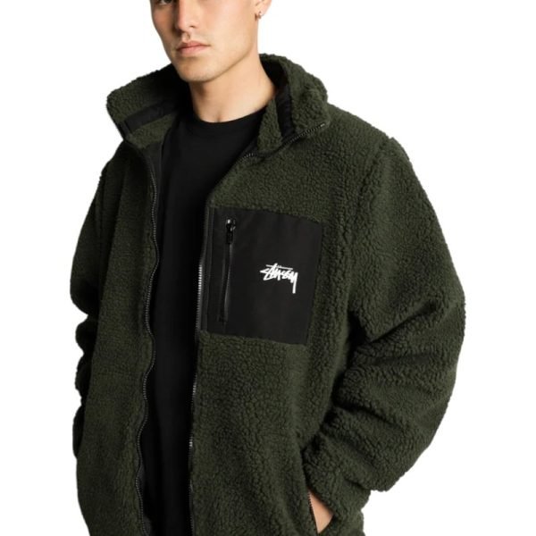 Stussy Stock Raglan Sherpa Jacket green