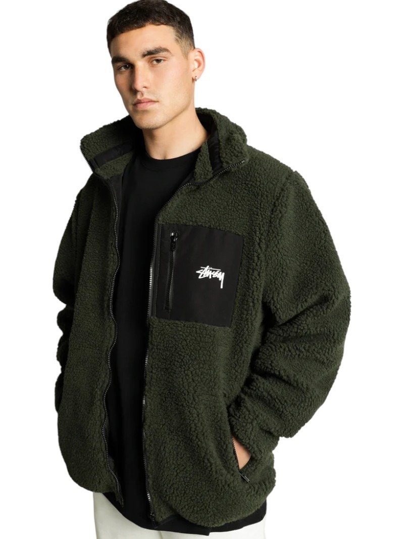 Stussy Stock Raglan Sherpa Jacket green